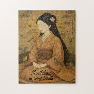 Zen Meditation Kunst Mindfulness Yoga Braun Custom Puzzle