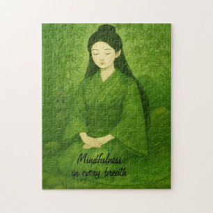 Zen Meditation Kunst Mindfulness Yoga Green Custom Puzzle