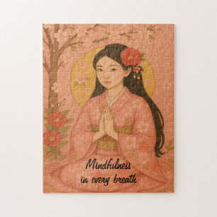 Zen Meditation Kunst Mindfulness Yoga Pink Custom Puzzle