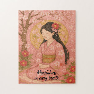Zen Meditation Kunst Mindfulness Yoga Pink Custom Puzzle