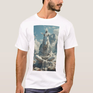Zen Meditation Weißes Pferd Anthropomorpher T - Sh T-Shirt