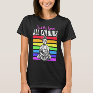 Zen Meditation Yoga Buddha Rainbow Flag T-Shirt