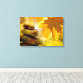 Zen-Meditationsteine und Ahornmassage-Blätter Leinwanddruck (Insitu (Holzboden))