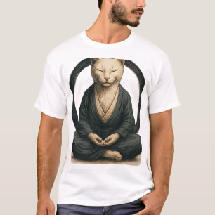 Zen meditierende Katze – Enso-Kreis achtsame Yoga- T-Shirt