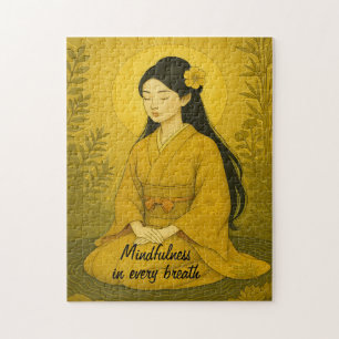Zen Medizin Kunst Mindfulness Yoga Gelbe Angewohnh Puzzle