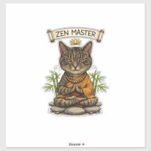 Zen-Meister Katze Lustig Chill Graue Tabby-Katze G Aufkleber