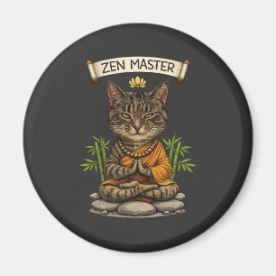 Zen-Meister Katze Lustig Chill Graue Tabby-Katze G Magnet