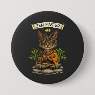 Zen-Meister-Katze Lustige Chill Graue Tabby-Katze Button