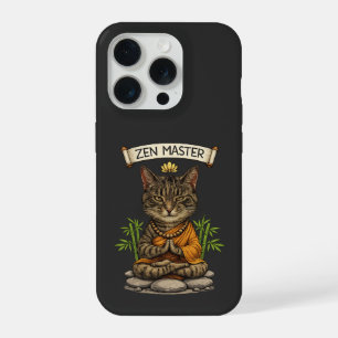Zen-Meister-Katze Lustige Chill Graue Tabby-Katze iPhone 15 Pro Hülle