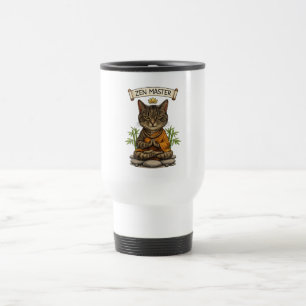 Zen-Meister-Katze Lustige Chill Graue Tabby-Katze Reisebecher
