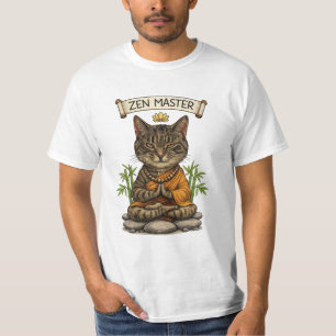 Zen-Meister-Katze Lustige Chill Graue Tabby-Katze T-Shirt