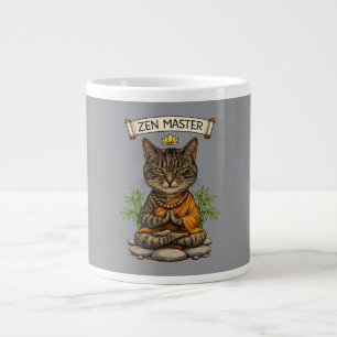 Zen-Meister-Katze Lustiges Chill Graue Tabby-Katze Jumbo-Tasse