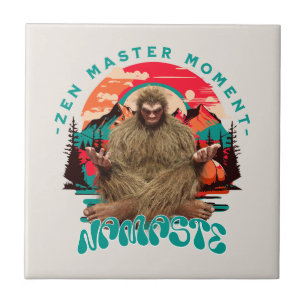 Zen-Meister-Moment Bigfoot-Meditation Retro-Art Fliese