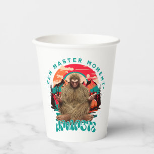 Zen-Meister-Moment Bigfoot-Meditation Retro-Art Pappbecher