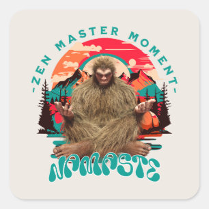 Zen-Meister-Moment Bigfoot-Meditation Retro-Art Quadratischer Aufkleber