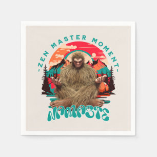 Zen-Meister-Moment Bigfoot-Meditation Retro-Art Serviette