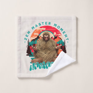 Zen-Meister-Moment Bigfoot-Meditation Retro-Art Waschlappen