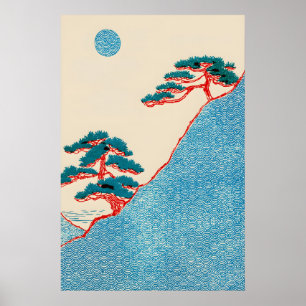 Zen Minimalist Seigaiha Landschaftskunst Ukiyo-e Poster