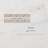 Zen Minimalistisch gestreifte Imitate Beige Leinen Mini Visitenkarte (Vorne/Hinten)