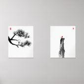 Zen Minimalistisch Ink Art Set - Pine & Lone Bird (Vorderseite)