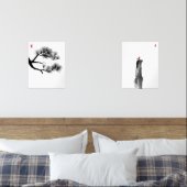 Zen Minimalistisch Ink Art Set - Pine & Lone Bird (Schlafzimmer)