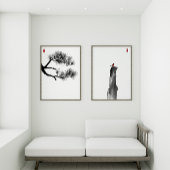 Zen Minimalistisch Ink Art Set - Pine & Lone Bird