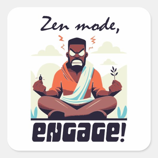 Zen-Modus, Engage! ⚡ Erwachsene ist ein Glitch Quadratischer Aufkleber (Vorderseite)