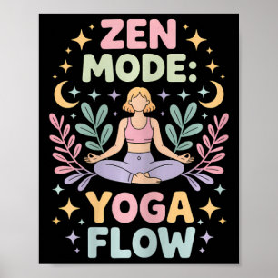 Zen-Modus-Yoga-Flow-Retro-Meditations-Outfit für F Poster