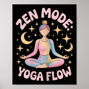 Zen-Modus-Yoga-Fluss Farbige Meditation Retro-Outf Poster