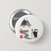 Zen-Mönch auf Reise Button (Vorne & Hinten)