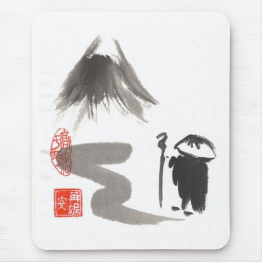 Zen-Mönch auf Reise Mousepad (Vorne)