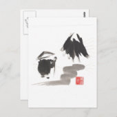 Zen Mönch und Berg der Erleuchtung Postkarte (Vorne/Hinten)
