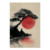 Zen Monk Meditation Sonnenuntergang Kunst - Minima Poster (Vorderseite)