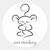 Zen Monkey Runder Aufkleber (Vorderseite)