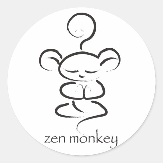 Zen Monkey Runder Aufkleber (Vorderseite)