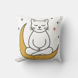 Zen Moon Cat Meditation Art Kissen