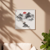 Zen Mountain Cloud Path Art Print - Tinte Decke Poster