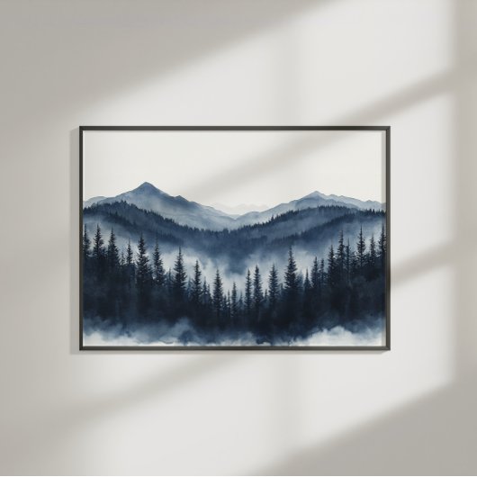 Zen Mountain Forest Minimalist Wall Art Poster