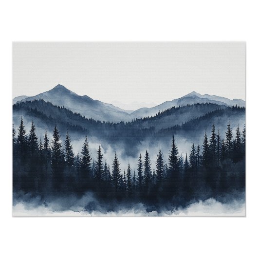 Zen Mountain Forest Minimalist Wall Art Poster (Vorderseite)