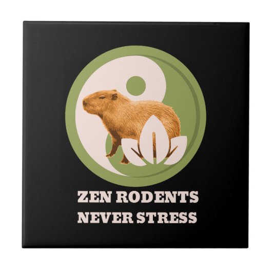 Zen-Nagetiere Stressfrei Capybara Humor Fliese (Vorderseite)
