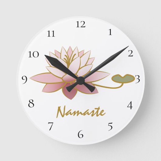 *~* Zen Namaste rosa Lotos-Blumen-geistiges Weiß Runde Wanduhr (Vorderseite)