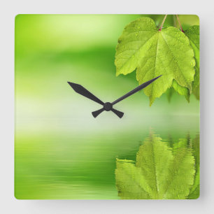 Zen Nature Blätter Wall Clock Quadratische Wanduhr