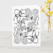 Zen Nature Garden Schmetterlinge Farbseite Karte (Gelbe Blume)