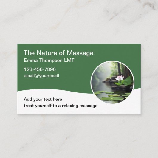 Zen Nature Theme Massage Therapist Business Cards Visitenkarte (Vorderseite)