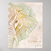 Zen neatral Ton Gold Elefant Yoga Liebhaber Wand K Poster (Vorne)