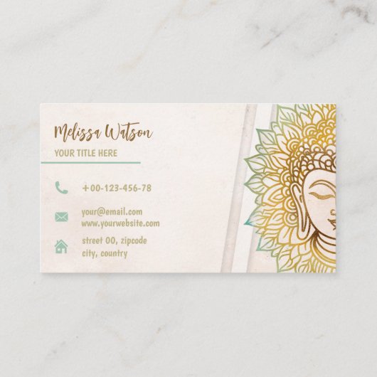 Zen neatral Tönes Buddha Yoga Studio Visitenkarte (Rückseite)