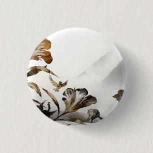 Zen Nebelberg Vögel Minimalistische Natur Button