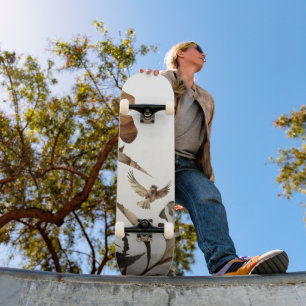 Zen Nebelberg Vögel Minimalistische Natur Skateboard