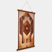 "Zen Octopus: Fraktal Tesseract Reflection" Wandteppich Mit Holzrahmen (Gewinkelt)