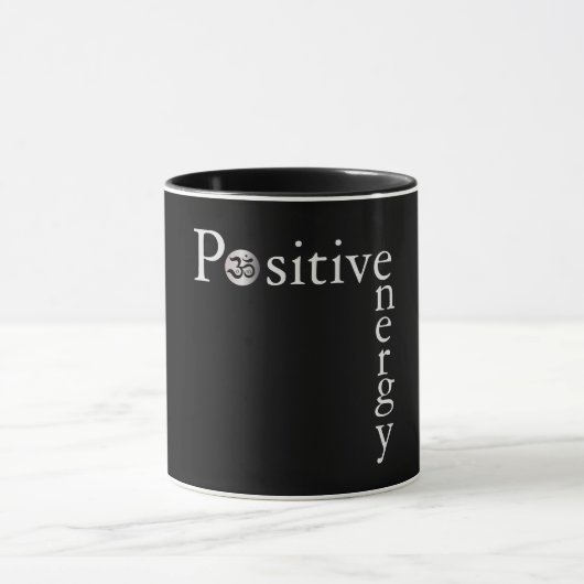 Zen Om positive Energie Minimalistisch Schwarz und Tasse (Zentrum)